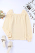 Scoop Neck Puff Sleeve Waffle Knit Top